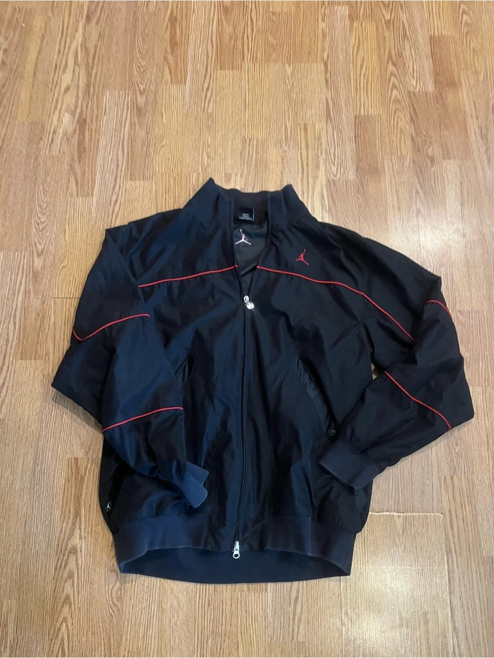 Vintage Jordan Black Bomber Jacket with Red Piping